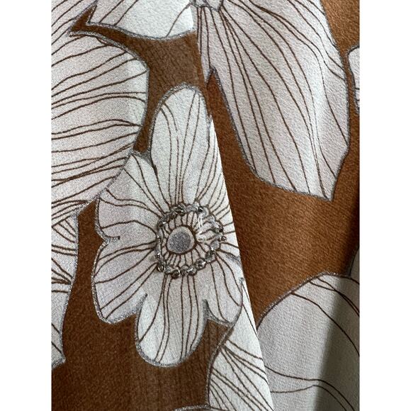 Spiegel Women's Strapless Brown White Floral Sequined 100% Silk Mini Dress 4 - Picture 3 of 14